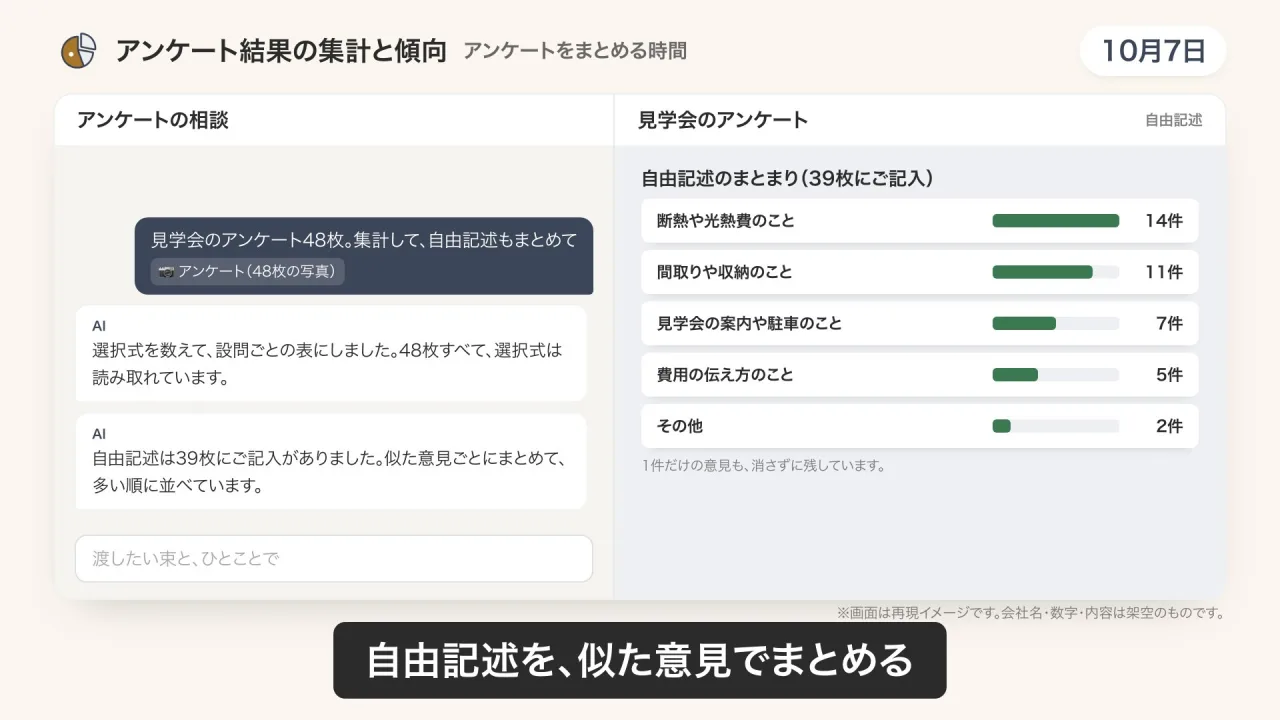アンケートの集計のデモ画面（再現イメージ）