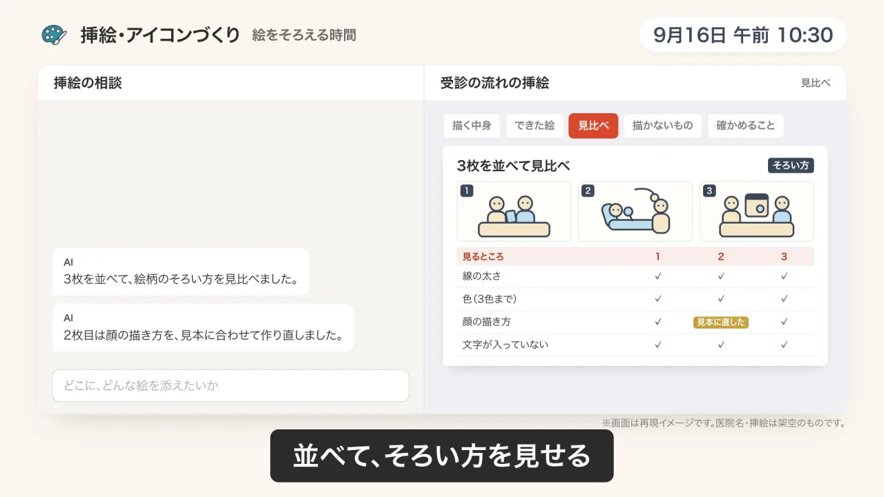 挿絵づくりのデモ画面（再現イメージ）