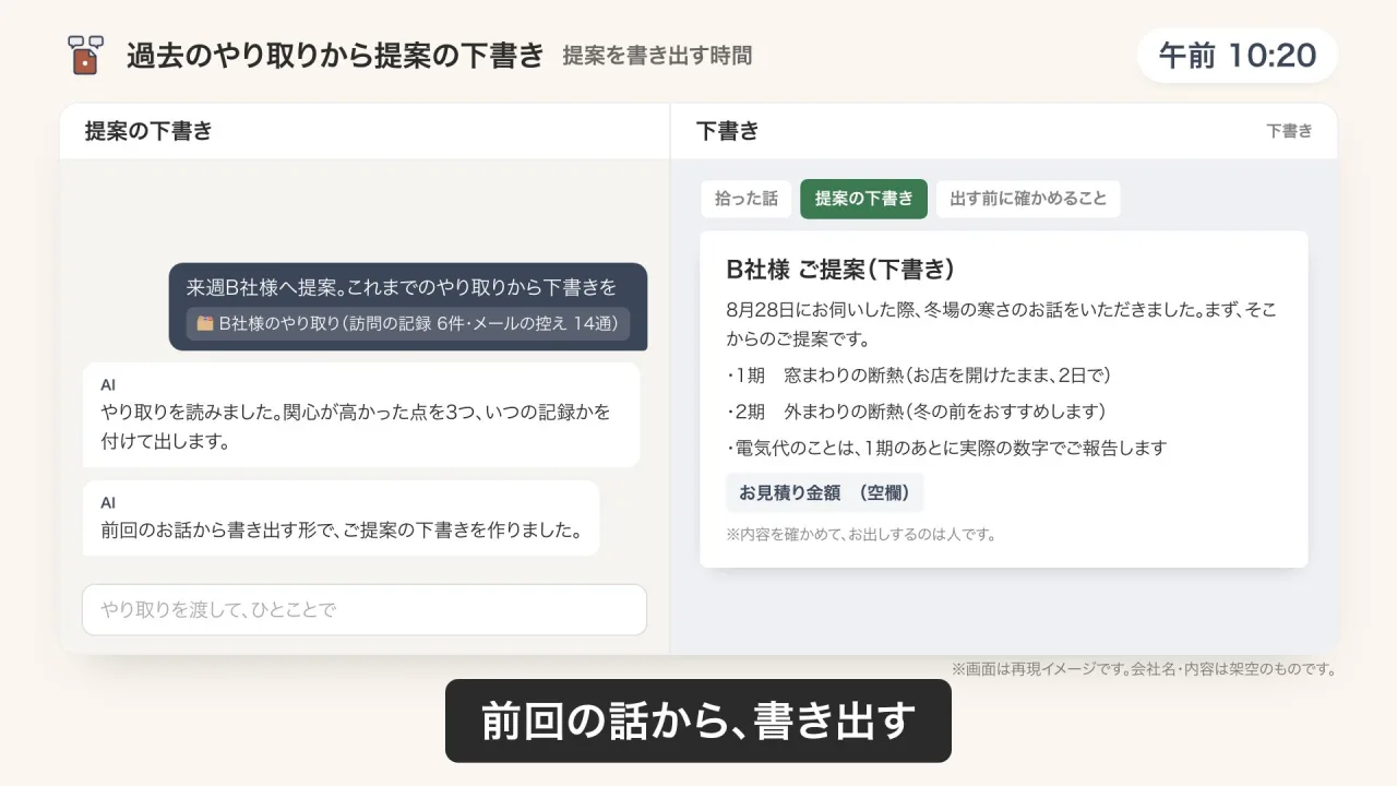 提案の下書きのデモ画面（再現イメージ）