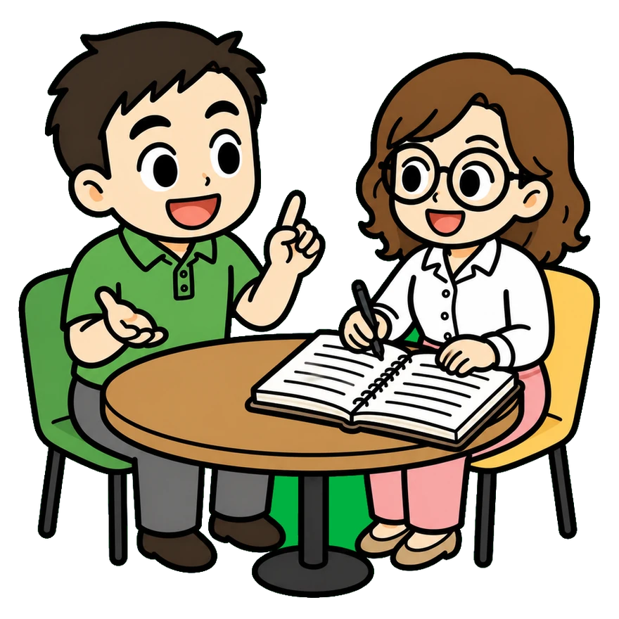 判断のルールをノートに書き留めている場面のイラスト