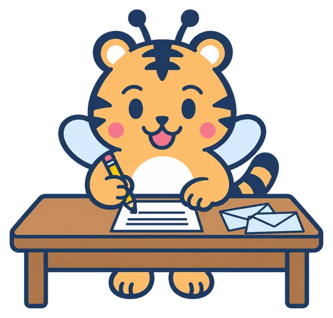 秘書室の担当のトラビーが机で仕事をしているイラスト