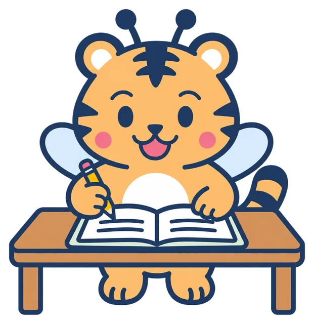 マニュアル室の担当のトラビーが机で仕事をしているイラスト